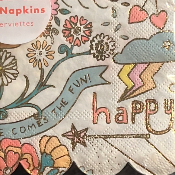 Meri Meri doodle party bundle: gold foil straws & scalloped gold foil napkin-NWT - Picture 7 of 16